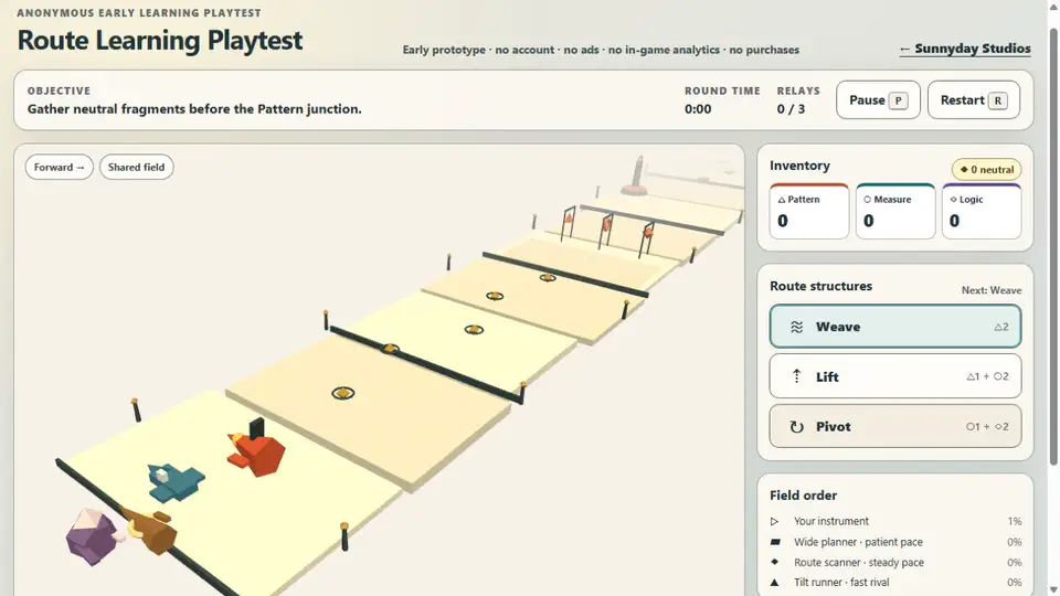 Players moving across a shared geometric route field in Route Learning